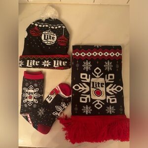 Miller Lite Scarf, Socks & Beanie Set
